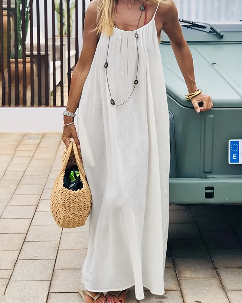 Vestido Cami de Color Liso con Espalda Abierta