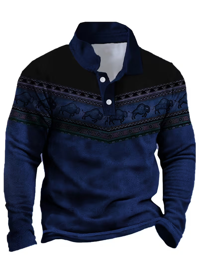 Polo Informal Vintage Con Estampado 3D En Color
