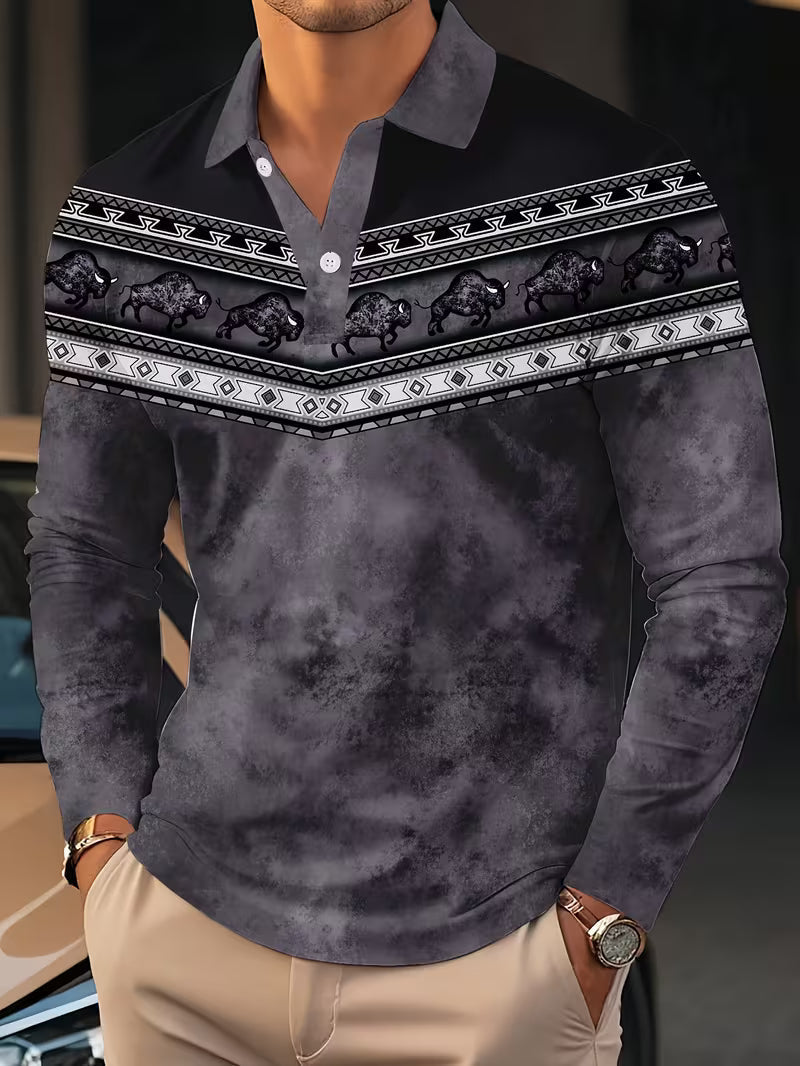 Polo Informal Vintage Con Estampado 3D En Color