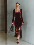 Vestido largo de encaje Velvet Sweetheart