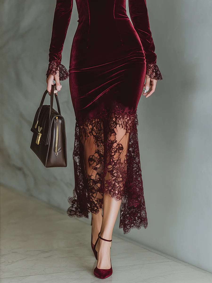 Vestido largo de encaje Velvet Sweetheart
