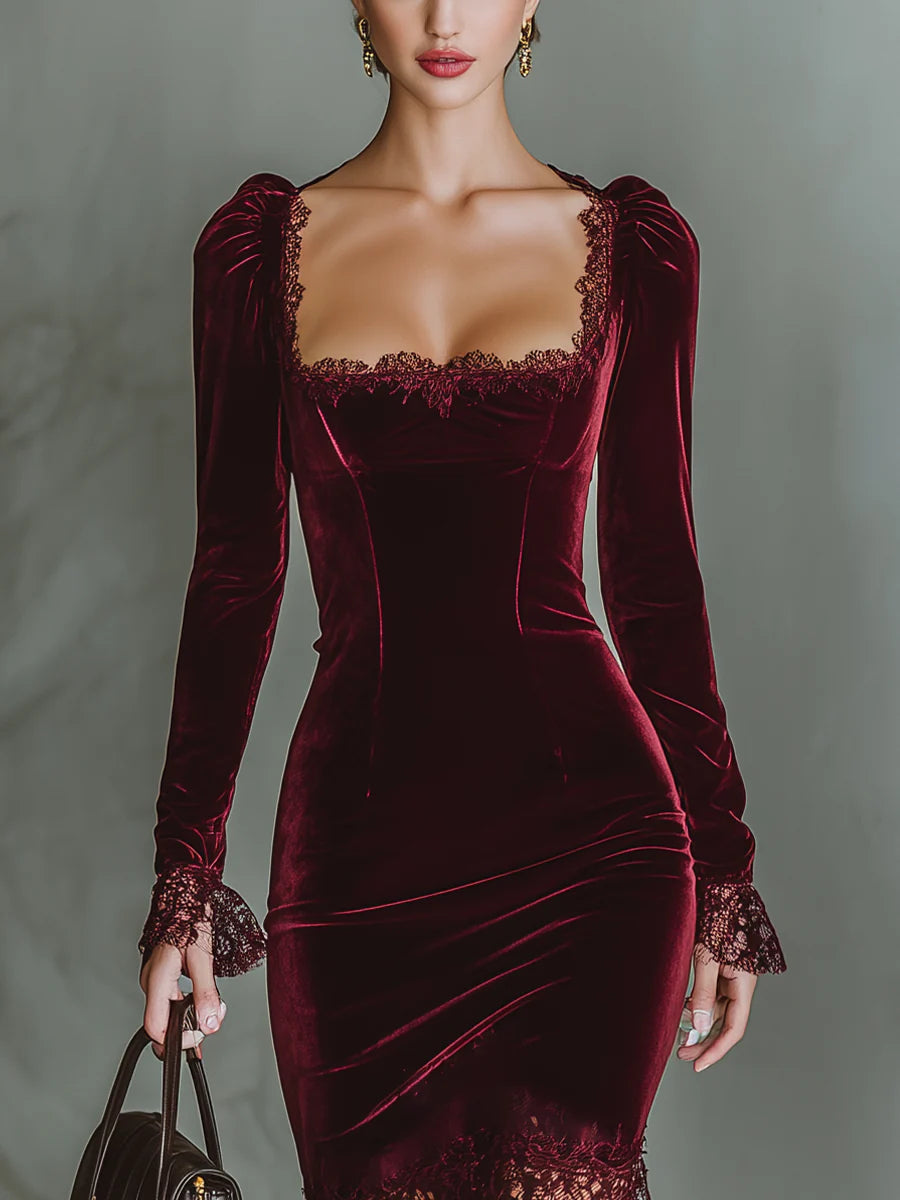 Vestido largo de encaje Velvet Sweetheart