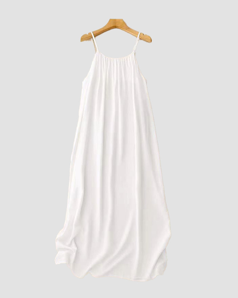 Vestido Cami de Color Liso con Espalda Abierta