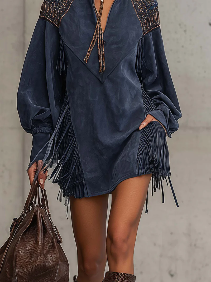 Vestido petite con flecos