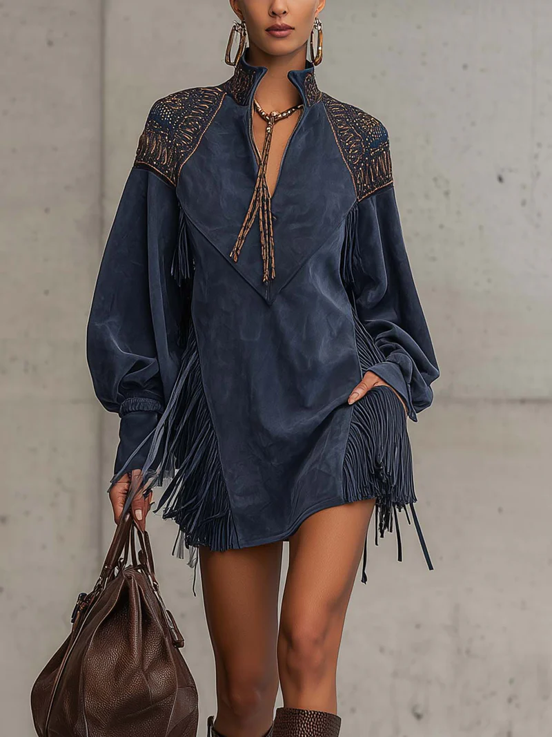 Vestido petite con flecos
