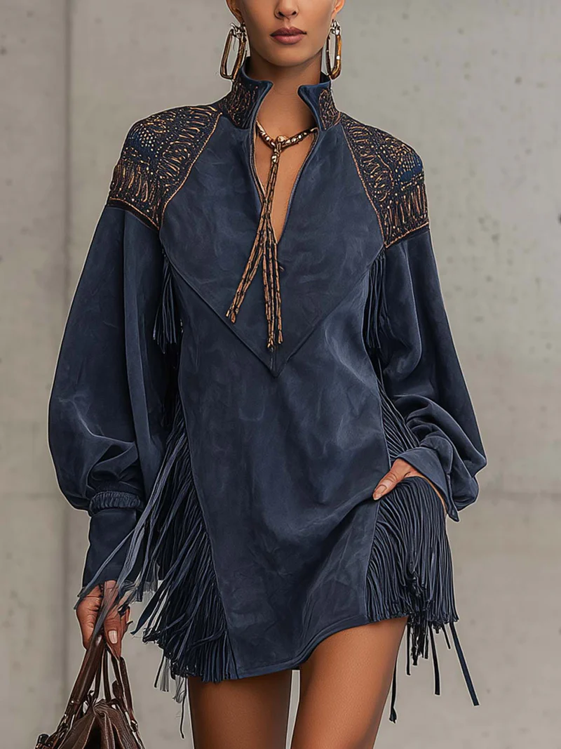 Vestido petite con flecos