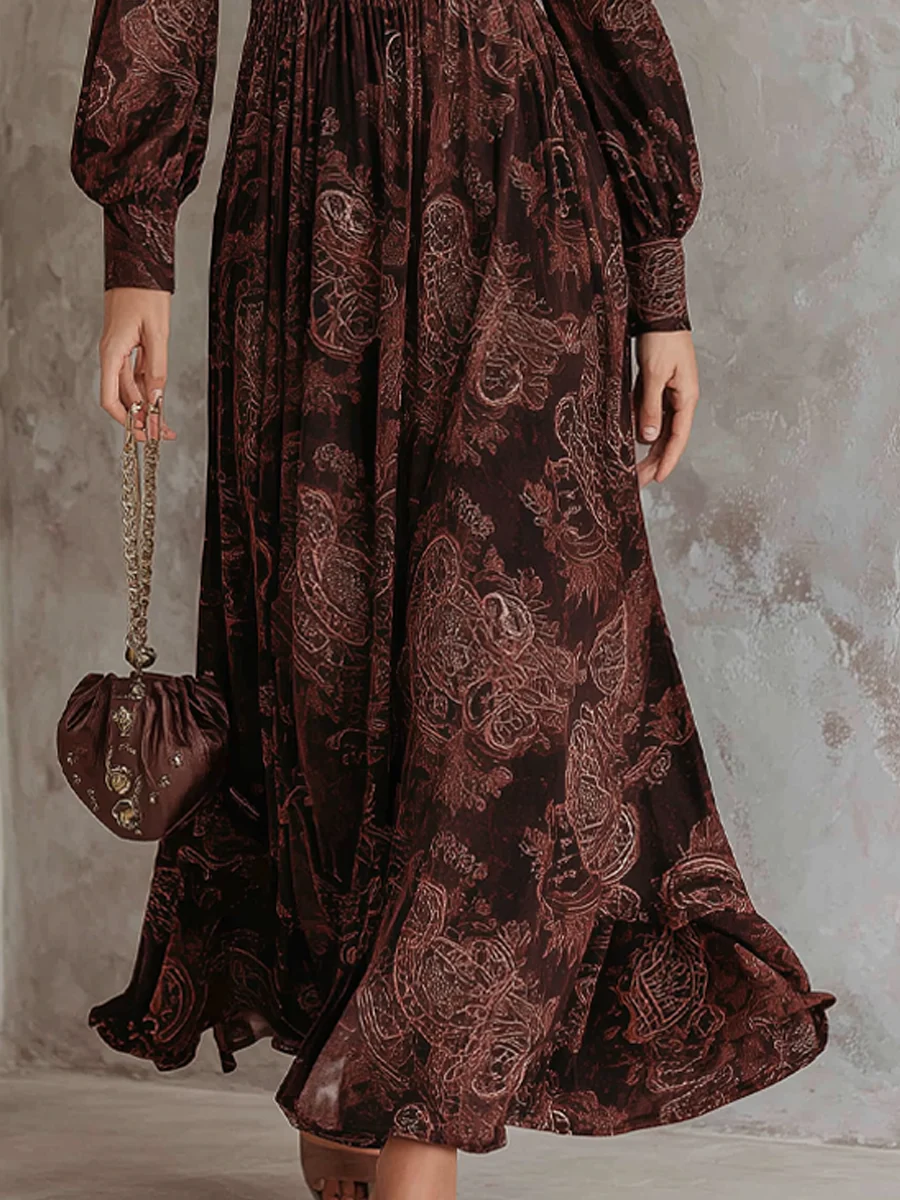 Vestido largo estampado de cachemira
